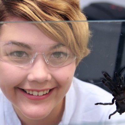 Samantha Nixon with Selenocosmia crassipes, Australia’s largest tarantula